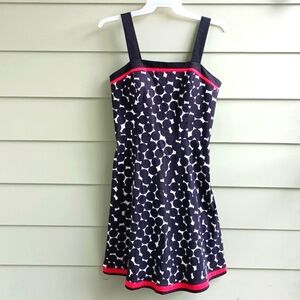 Dressbarn Women's Black and White Sundress with Red Trim Sz 12 Lined Padded Top